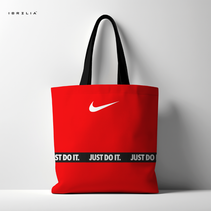 IBRELIA™ Red Statement Premium Jute Tote Bag with Velvet Handles, Satin Lining & Inner Zip Pocket IBRELIA