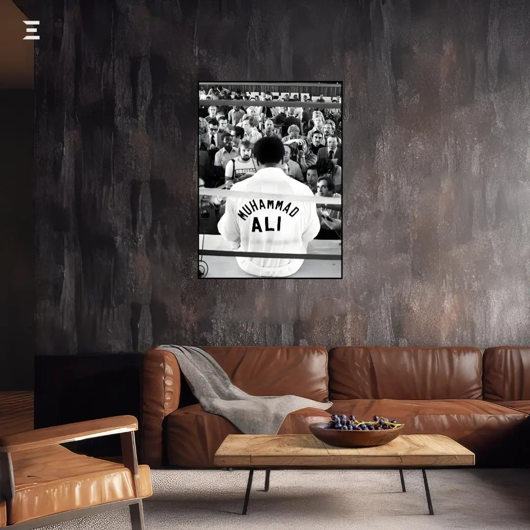 Premium Resin Coated Wall Art – Muhammad Ali Press Conference Frame | IBRELIA Pakistan IBRELIA