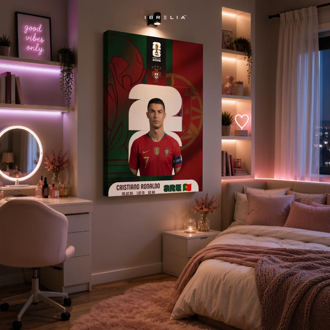 Cristiano Ronaldo FIFA World Cup 2026 Wall Art – Portugal Football Legend | IBRELIA™