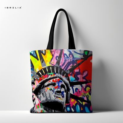 IBRELIA™ Statue of Liberty Graffiti Tote Bag – Urban Art Statement Tote IBRELIA