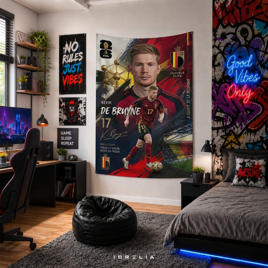 Kevin De Bruyne – Belgium National Team – Premium Jute Fabric Tapestry – IBRELIA™