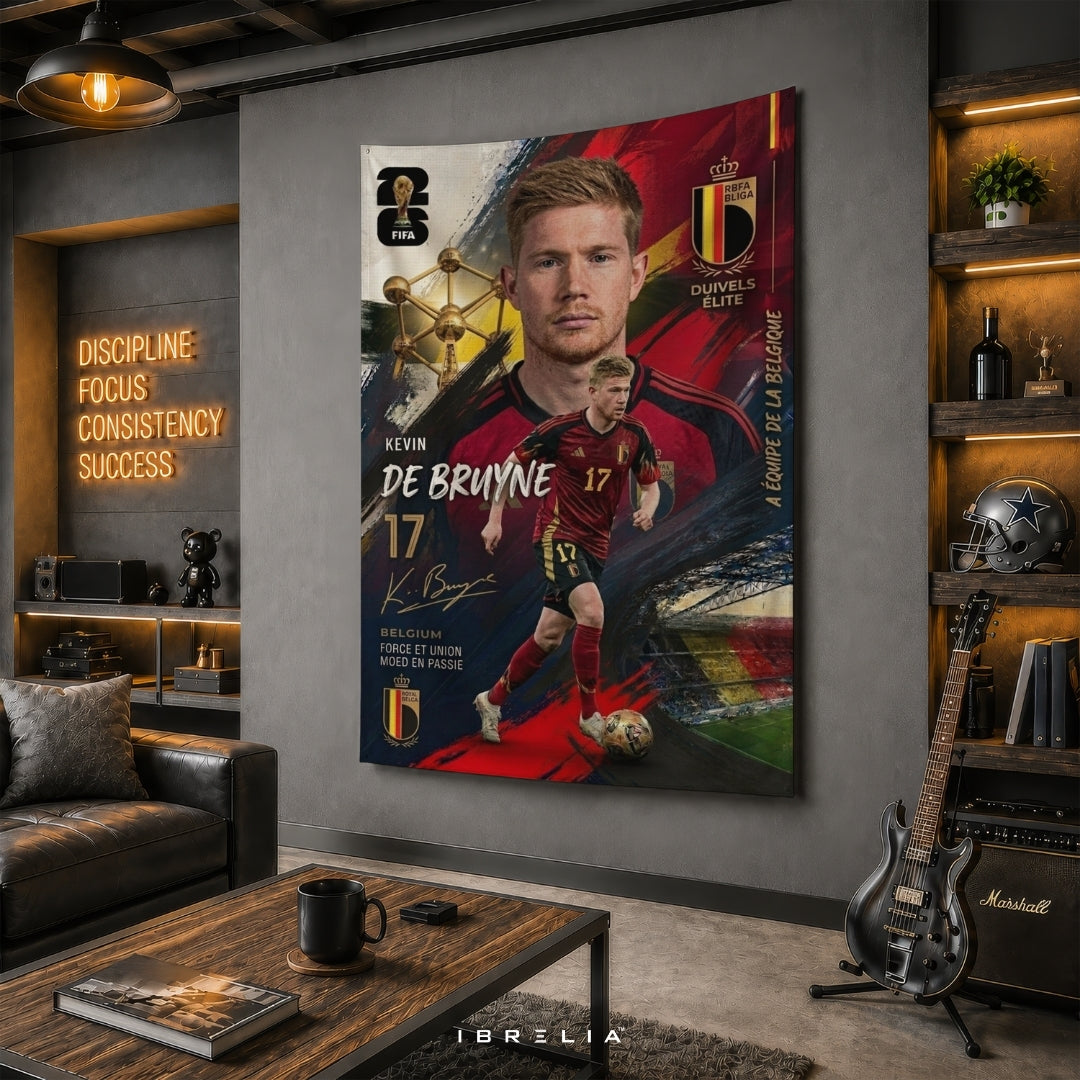 Kevin De Bruyne – Belgium National Team – Premium Jute Fabric Tapestry – IBRELIA™