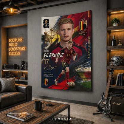 Kevin De Bruyne – Belgium National Team – Premium Jute Fabric Tapestry – IBRELIA™