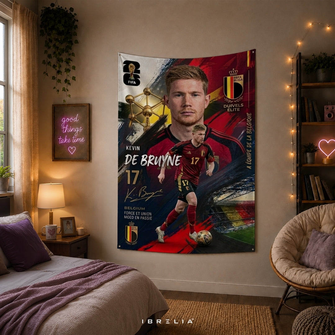 Kevin De Bruyne – Belgium National Team – Premium Jute Fabric Tapestry – IBRELIA™
