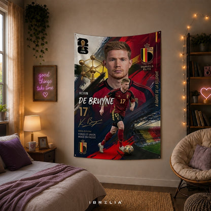Kevin De Bruyne – Belgium National Team – Premium Jute Fabric Tapestry – IBRELIA™