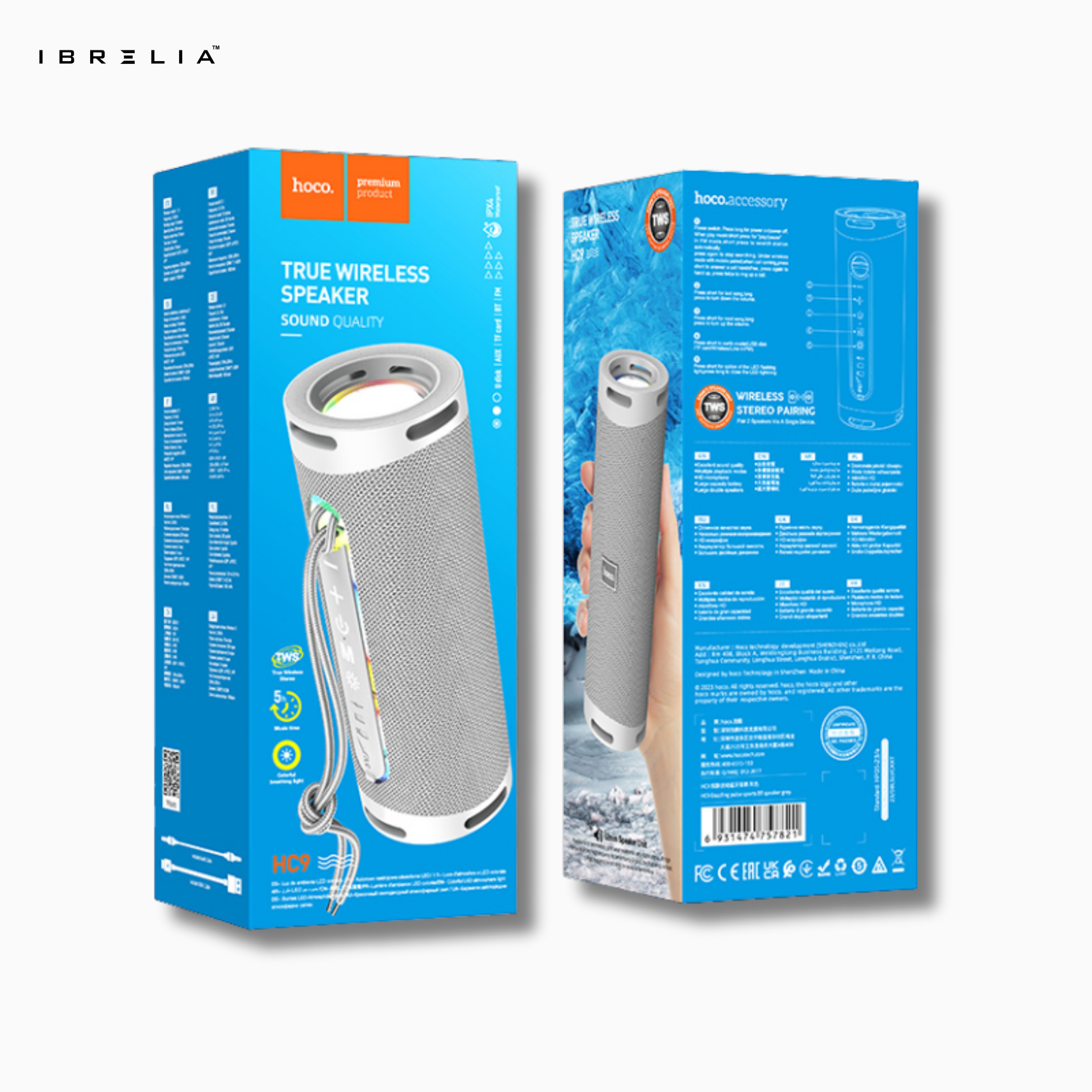 HOCO HC9 Dazzling Pulse Sports BT Speaker – Dual 5W Portable Wireless Speaker with Ambient Lights & TWS | IBRELIA™