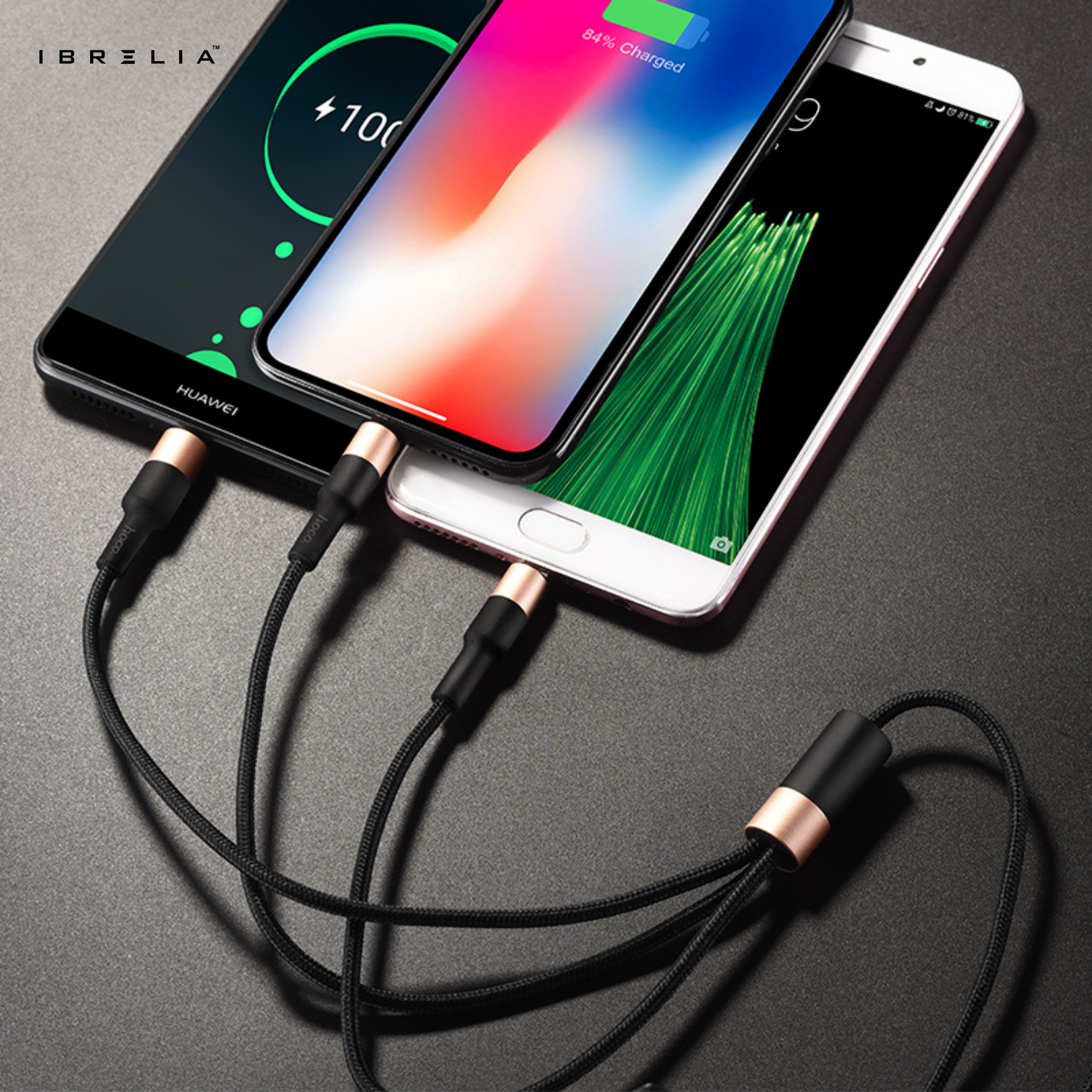 HOCO X26 Xpress 3-in-1 Charging Cable (iP + Micro + Type-C) – 2A Fast Charge | IBRELIA™
