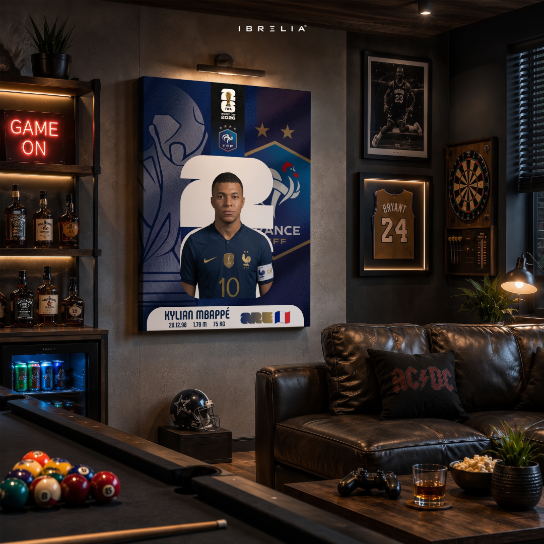 Kylian Mbappé FIFA World Cup 2026 Wall Art – France Football Superstar | IBRELIA™