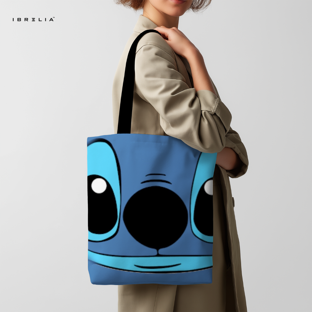 IBRELIA™ Cute Blue Character Tote Bag – Cartoon Face Aesthetic Tote IBRELIA