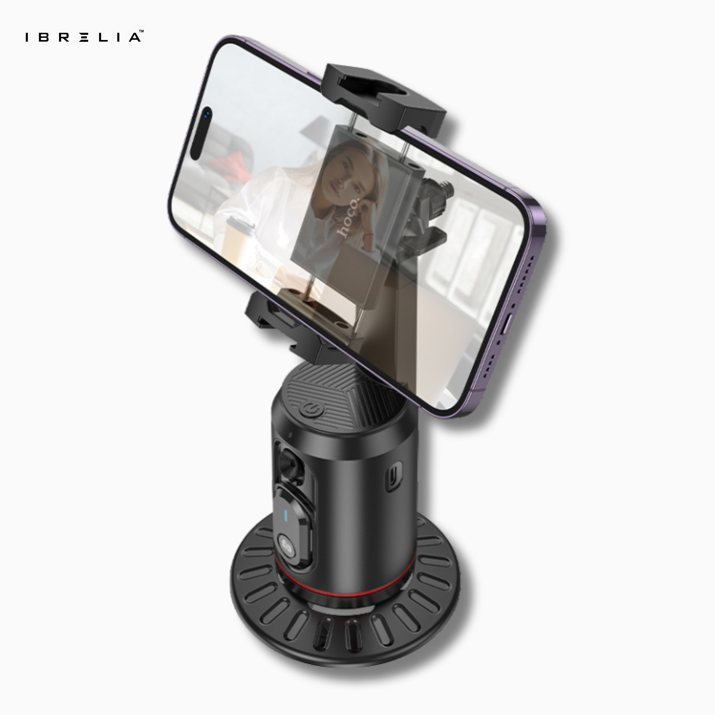 HOCO K23 Auto Face Tracking Holder – 360° Smart Rotation + Bluetooth Remote | IBRELIA™