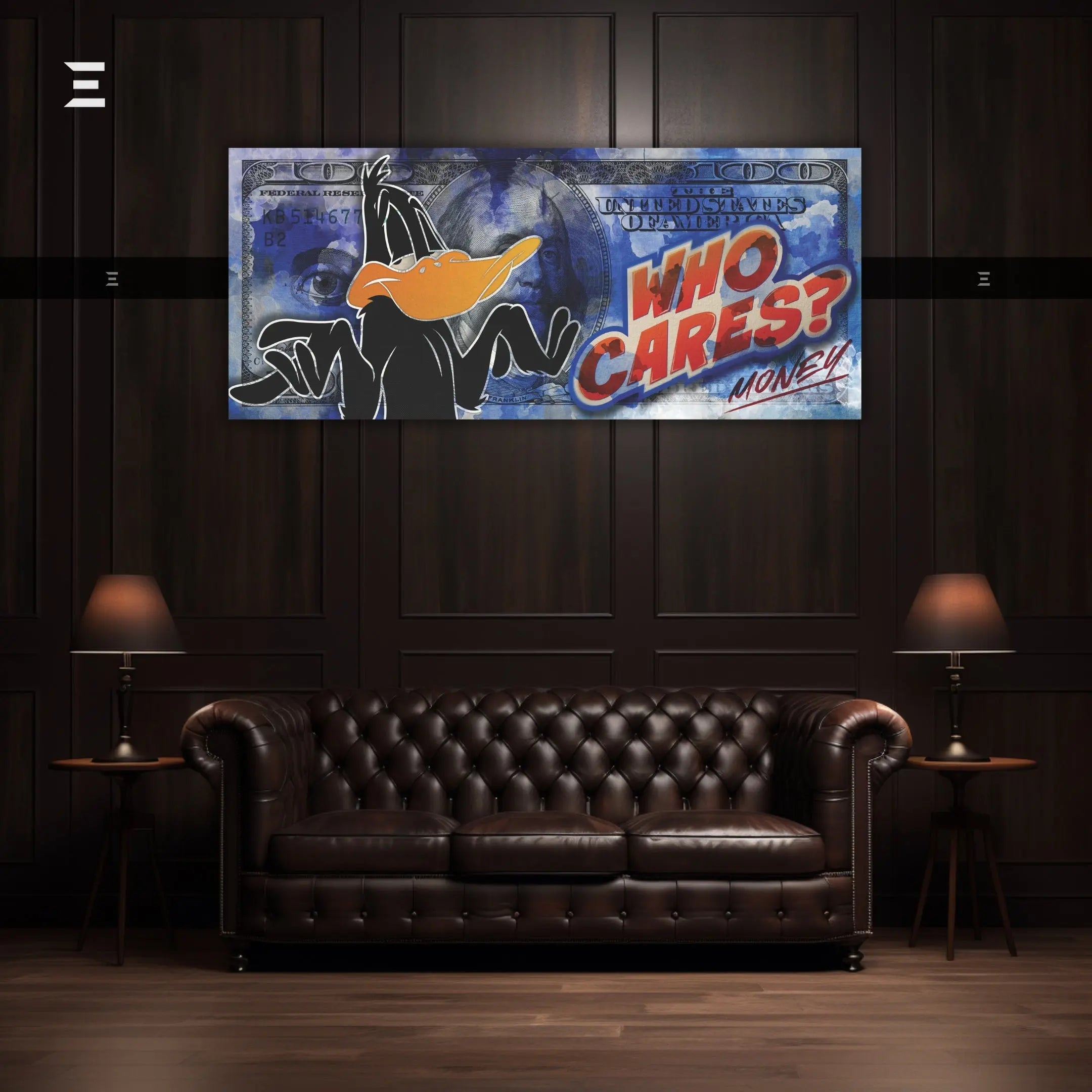 Ultra Wide Wall Art – Daffy Duck “Who Cares? Money” Dollar Design | IBRELIA IBRELIA