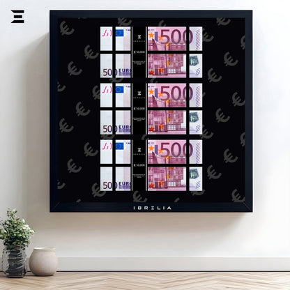 IBRELIA™ 3D Euro Money Frame – €500 Stacks | Premium 12x12 Luxury Acrylic Display Frame