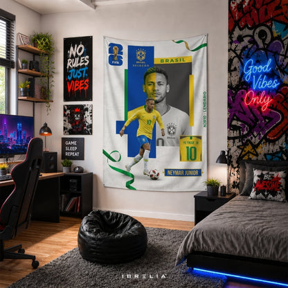Neymar Junior Brazil Legend Edition – Premium Jute Fabric Tapestry – IBRELIA™
