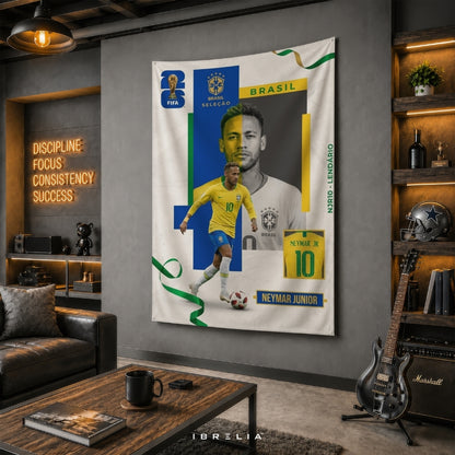 Neymar Junior Brazil Legend Edition – Premium Jute Fabric Tapestry – IBRELIA™