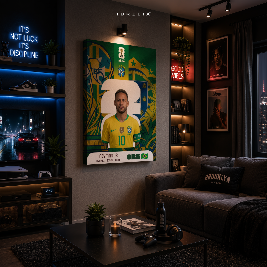 Neymar Jr FIFA World Cup 2026 Wall Art – Brazil Football Legend | IBRELIA™