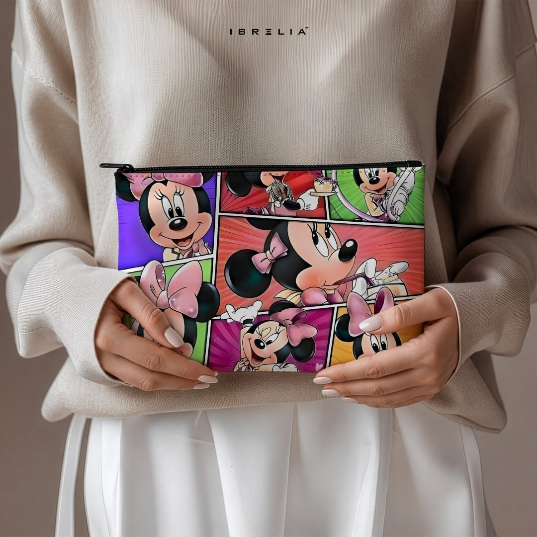 Minnie Mouse Comic Panel Makeup & Pencil Pouch – Double-Sided Print – IBRELIA™ IBRELIA