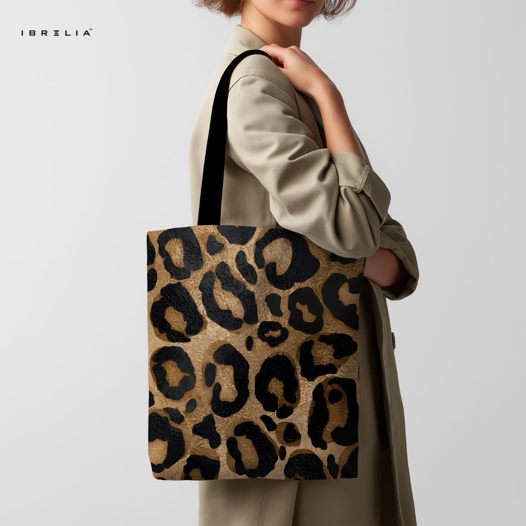 IBRELIA™ Leopard Print Luxe Tote Bag – Classic Animal Print Statement Tote IBRELIA