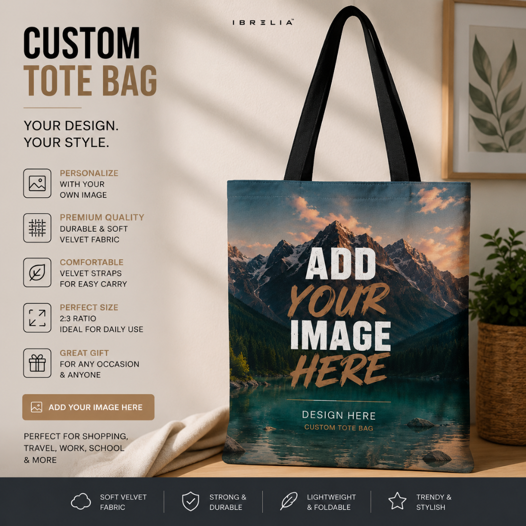 Custom Printed Tote Bag – Personalised Jute Tote Bag with Velvet Handles