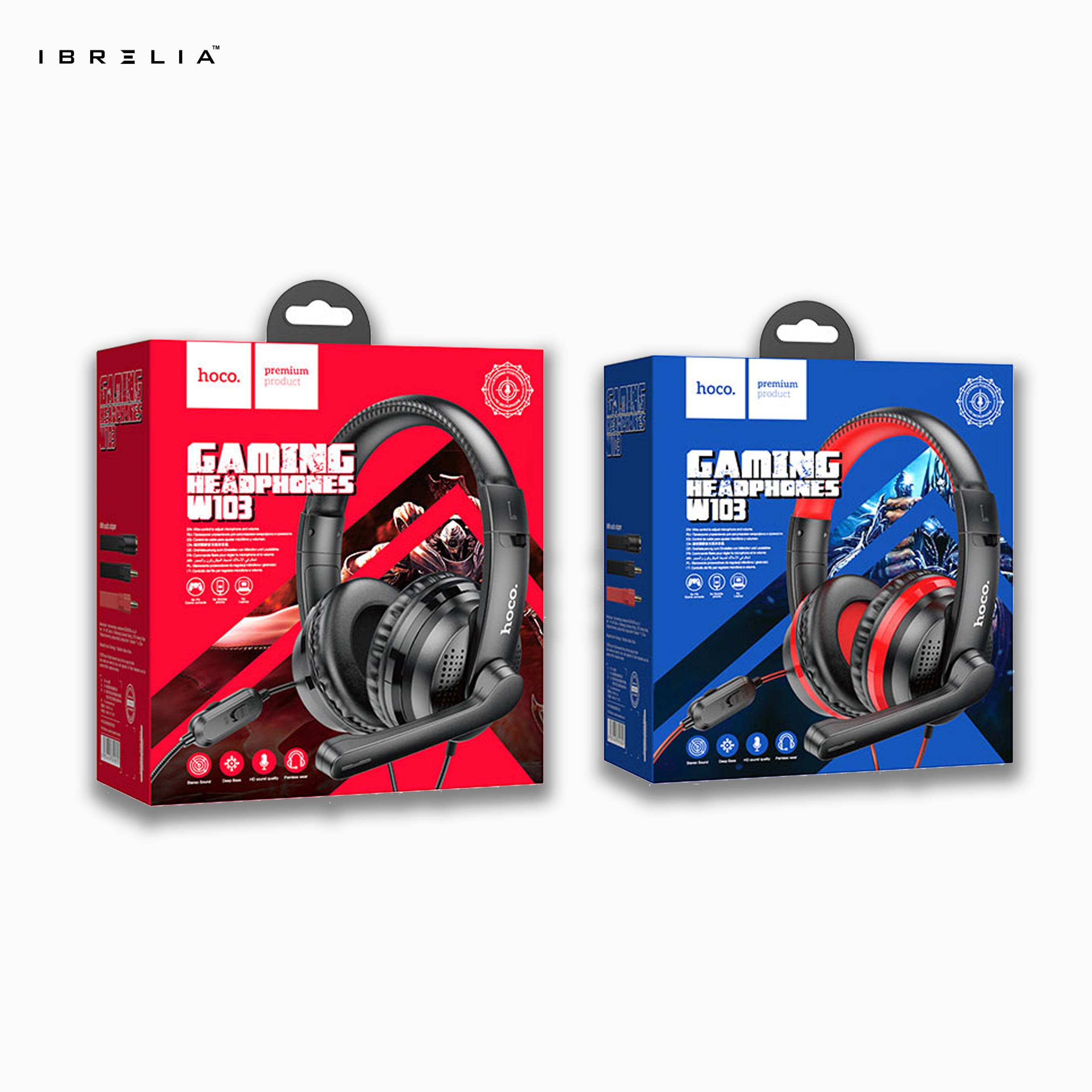 HOCO W103 Gaming Headphones – 40mm Drivers, 3.5mm Plug | IBRELIA™