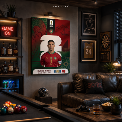 Achraf Hakimi FIFA World Cup 2026 Wall Art – Morocco Football Captain | IBRELIA™