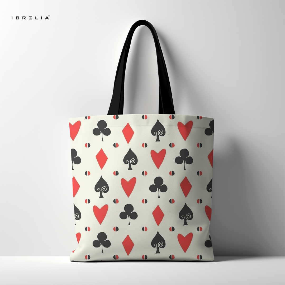 IBRELIA™ Playing Cards Pattern Tote Bag – Classic Casino Style Tote IBRELIA