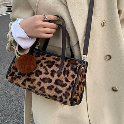 Leopard Faux Fur Tote Bag | Premium Shoulder & Crossbody Bag for Women - IBRELIA™ - IBRELIA