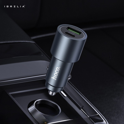 HOCO Z60 Bloom 48W Dual-Port Car Charger Set – PD30W + QC3.0 Fast Charging (USB-A to Type-C Cable) | IBRELIA™