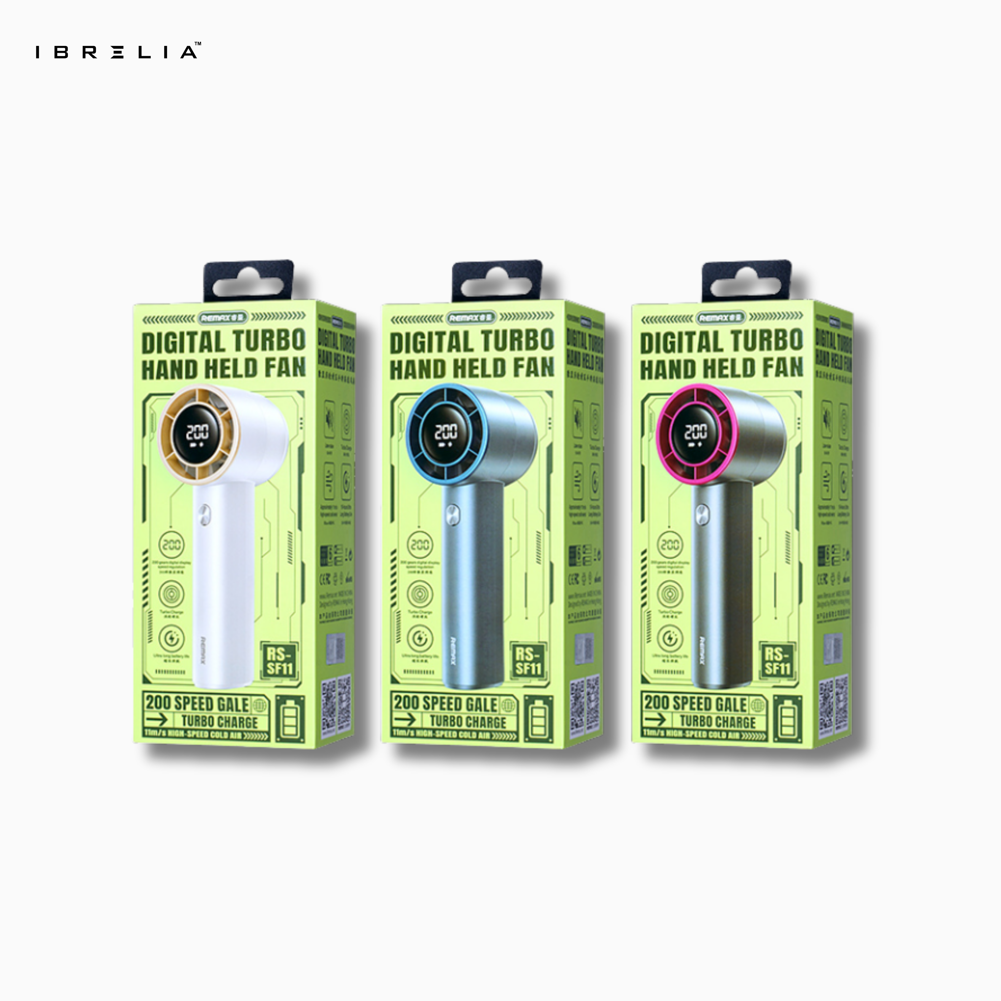 REMAX RS-SF11 Digital Display Turbocharged Handheld Fan | 200-Speed High-Speed Power | USB Rechargeable | IBRELIA™