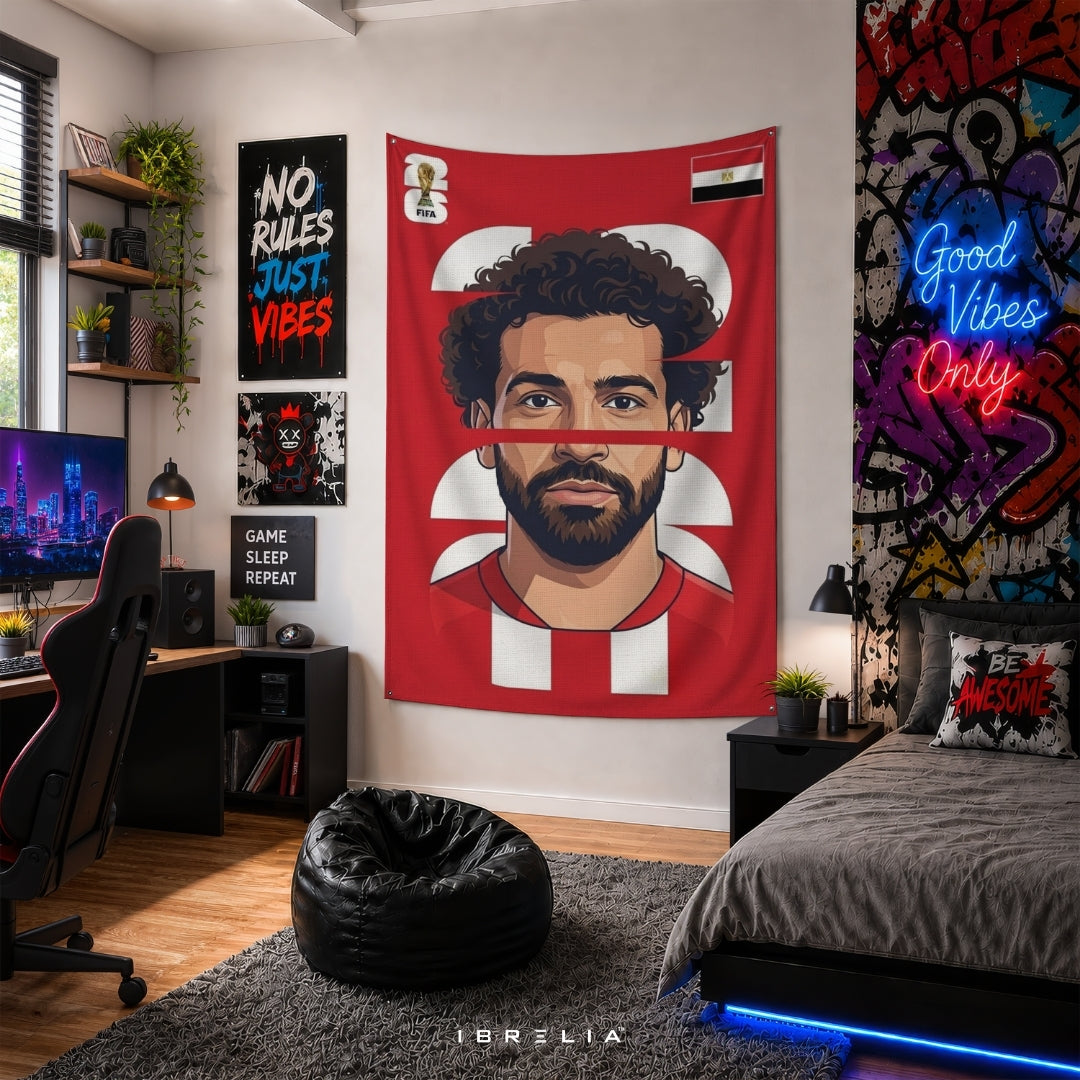 Mohamed Salah Egypt Number 10 Graphic Edition – Premium Jute Fabric Tapestry – IBRELIA™