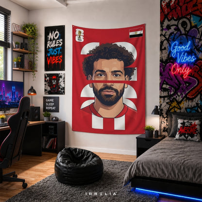 Mohamed Salah Egypt Number 10 Graphic Edition – Premium Jute Fabric Tapestry – IBRELIA™
