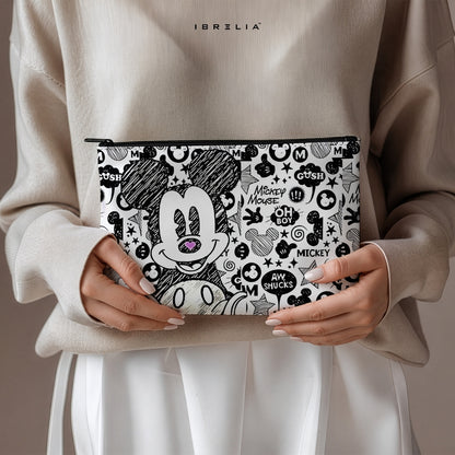 Mickey Mouse Doodle Art Makeup & Pencil Pouch – Double-Sided Print – IBRELIA™