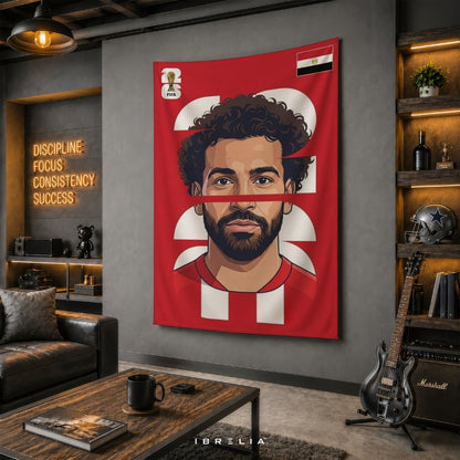 Mohamed Salah Egypt Number 10 Graphic Edition – Premium Jute Fabric Tapestry – IBRELIA™