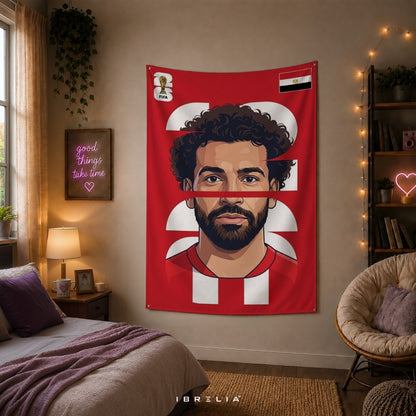 Mohamed Salah Egypt Number 10 Graphic Edition – Premium Jute Fabric Tapestry – IBRELIA™