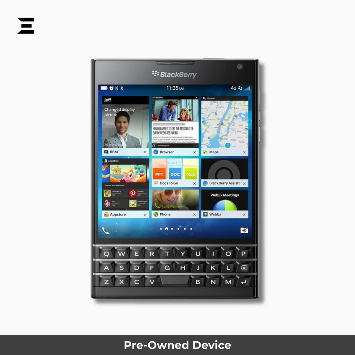BlackBerry Passport Black – Pre-Owned | Classic BlackBerry Smartphone | Phone Only – With Charger