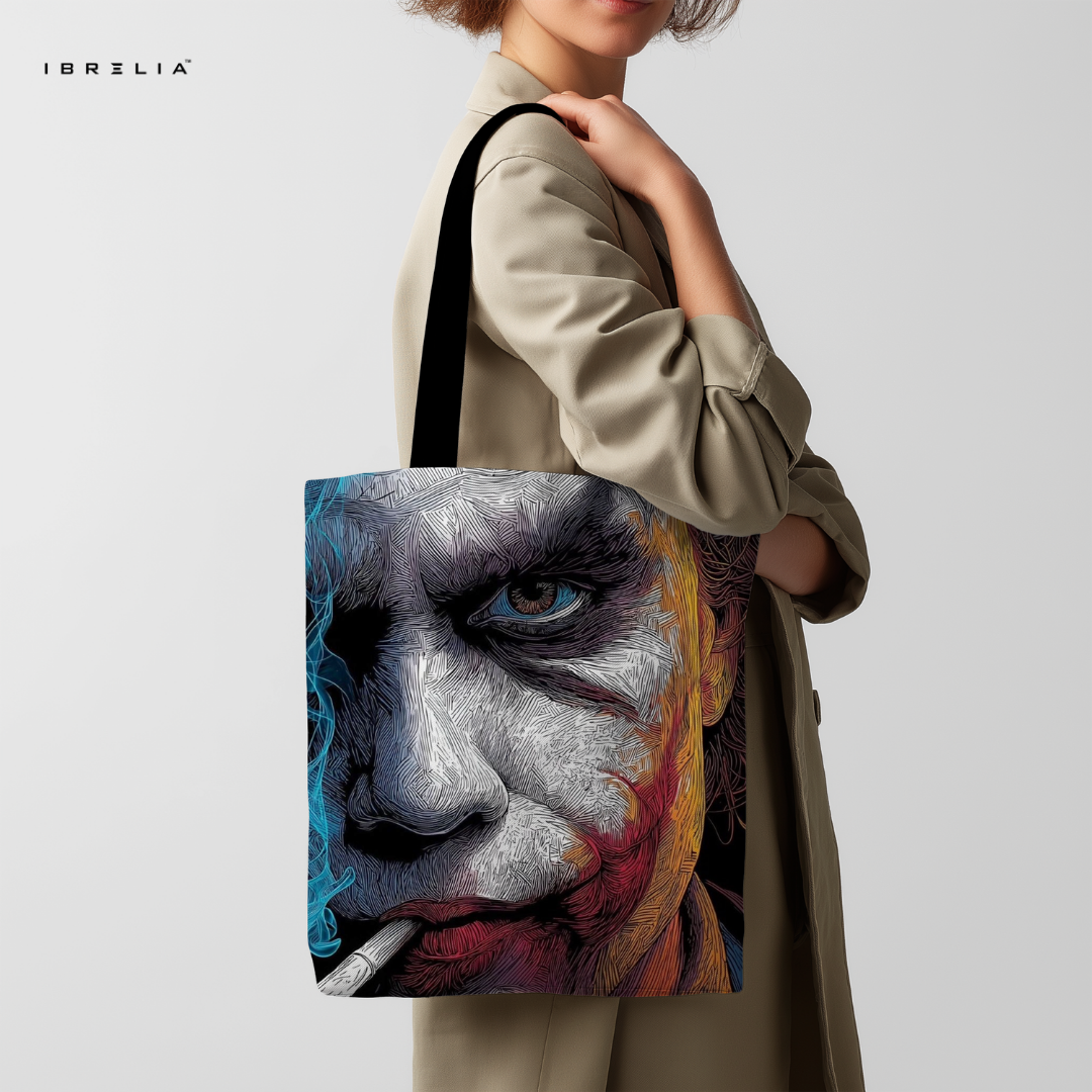 IBRELIA™ Joker Inspired Artistic Tote Bag – Abstract Face Graphic Tote IBRELIA