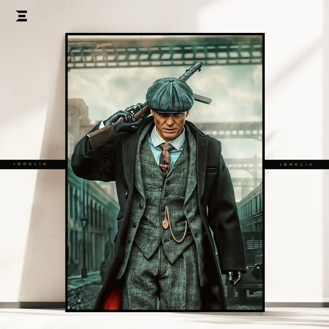 Premium Resin Coated Wall Art – Thomas Shelby with Gun Peaky Blinders Collectible | IBRELIA Pakistan IBRELIA