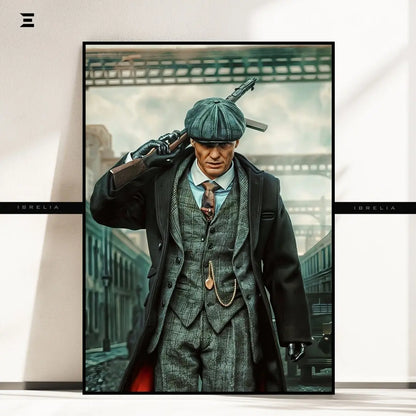 Premium Resin Coated Wall Art – Thomas Shelby with Gun Peaky Blinders Collectible | IBRELIA Pakistan IBRELIA