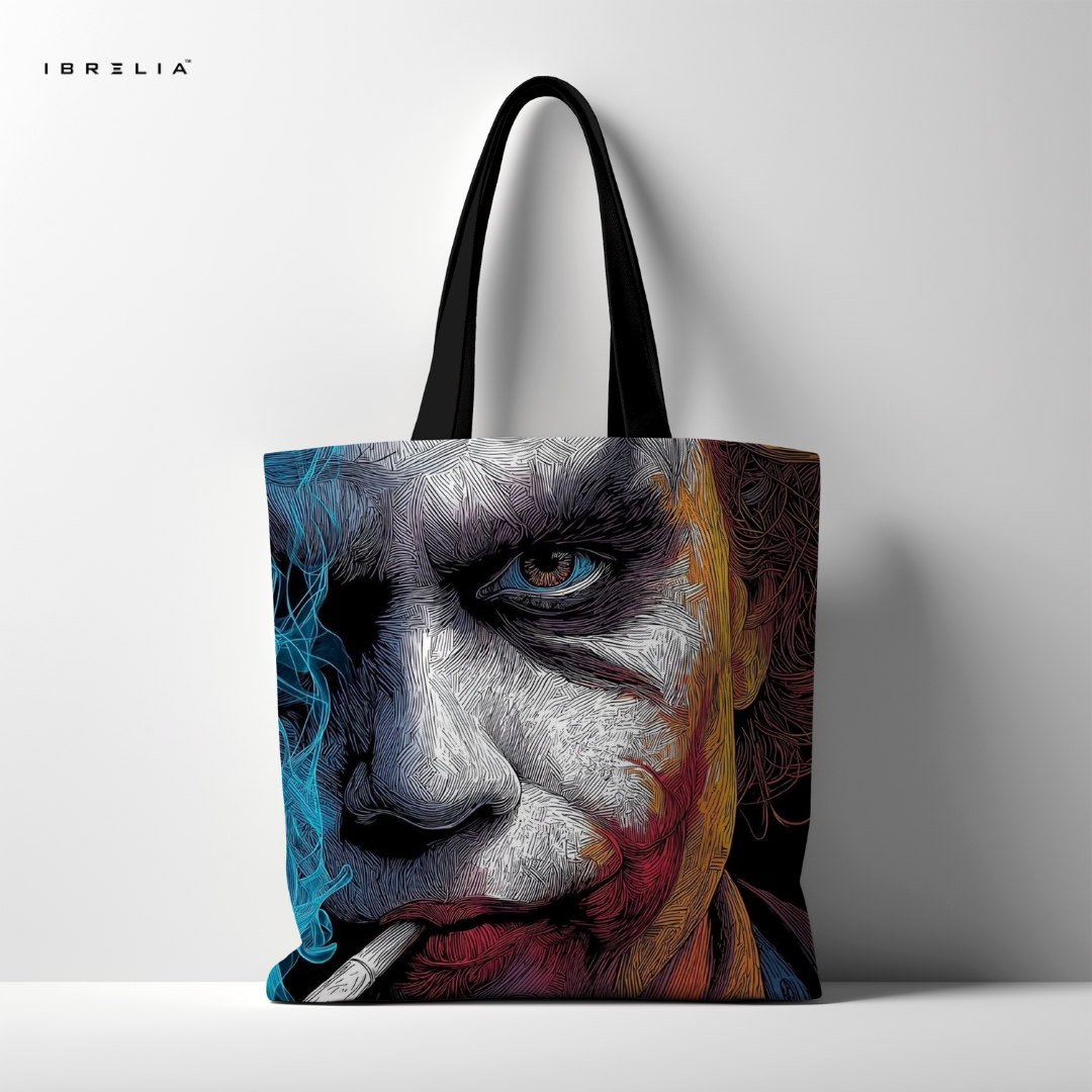 IBRELIA™ Joker Inspired Artistic Tote Bag – Abstract Face Graphic Tote IBRELIA