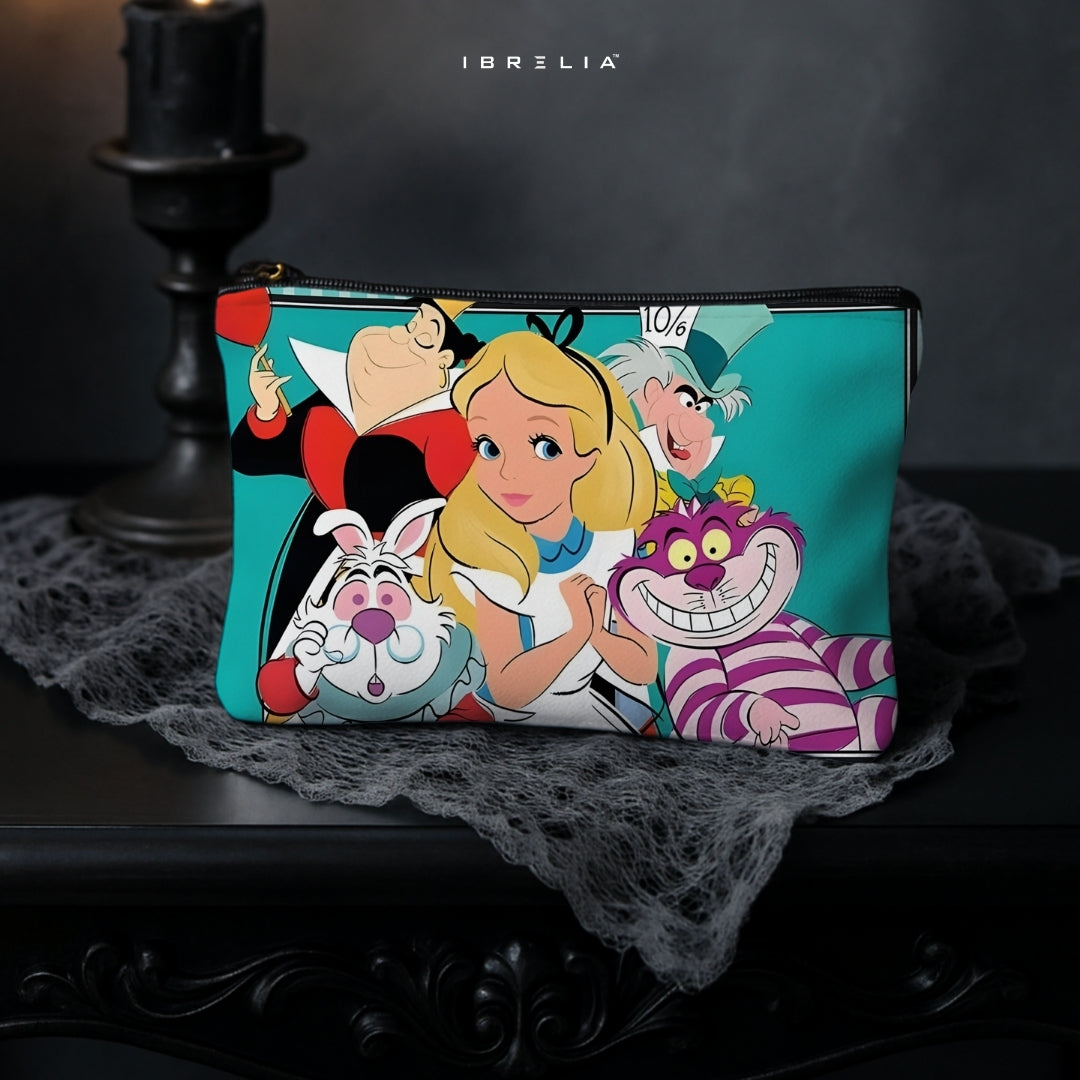 Alice in Wonderland Character Makeup & Pencil Pouch – Double-Sided Print – IBRELIA™