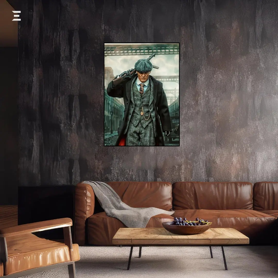 Premium Resin Coated Wall Art – Thomas Shelby with Gun Peaky Blinders Collectible | IBRELIA Pakistan IBRELIA