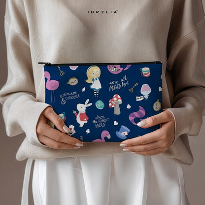 Alice in Wonderland Quotes Makeup & Pencil Pouch – Cute Fantasy Print – IBRELIA™