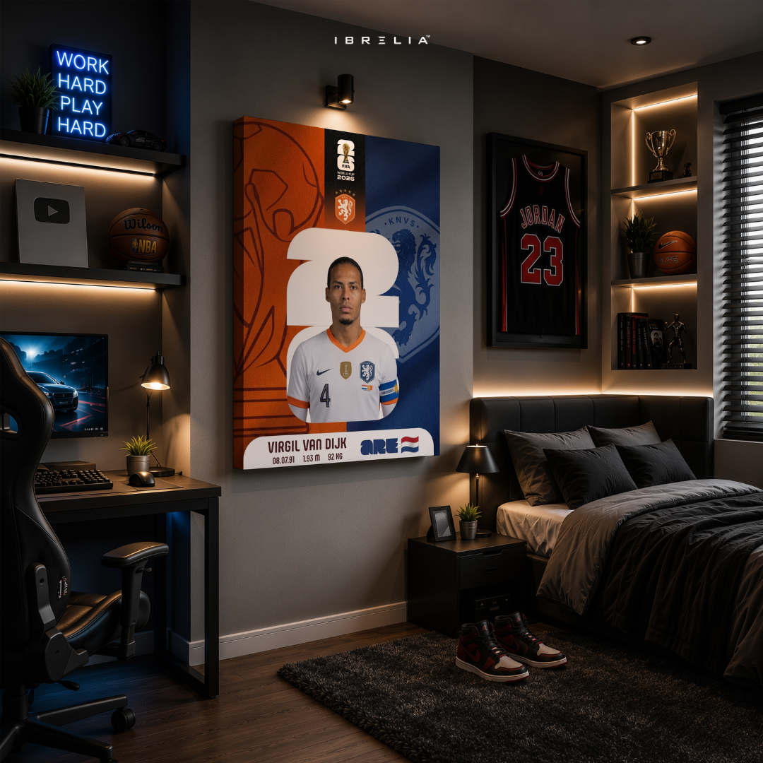 Virgil van Dijk FIFA World Cup 2026 Wall Art – Netherlands Football Captain | IBRELIA™