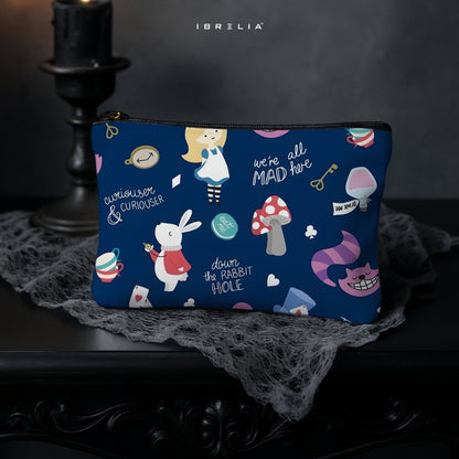 Alice in Wonderland Quotes Makeup & Pencil Pouch – Cute Fantasy Print – IBRELIA™