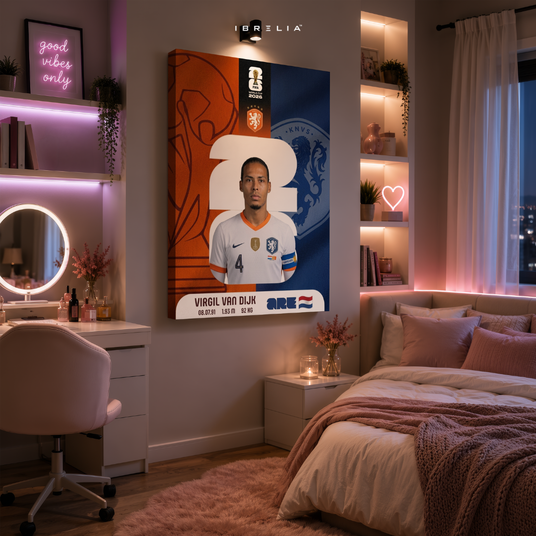 Virgil van Dijk FIFA World Cup 2026 Wall Art – Netherlands Football Captain | IBRELIA™