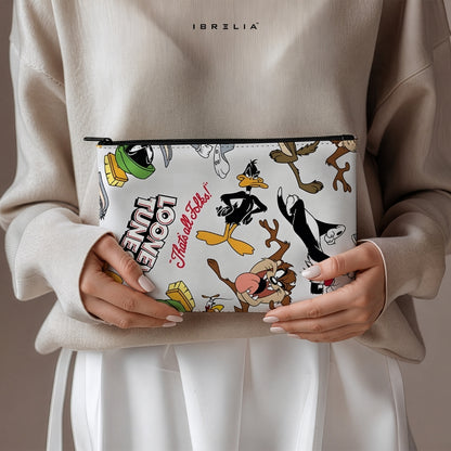 Looney Tunes Classic Characters Makeup & Pencil Pouch – Vintage Cartoon Print – IBRELIA™
