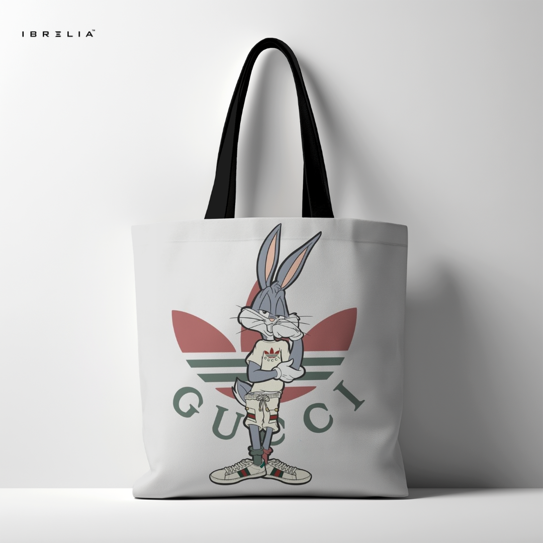 IBRELIA™ Street Bunny Graphic Tote Bag – Urban Cartoon Style Tote IBRELIA