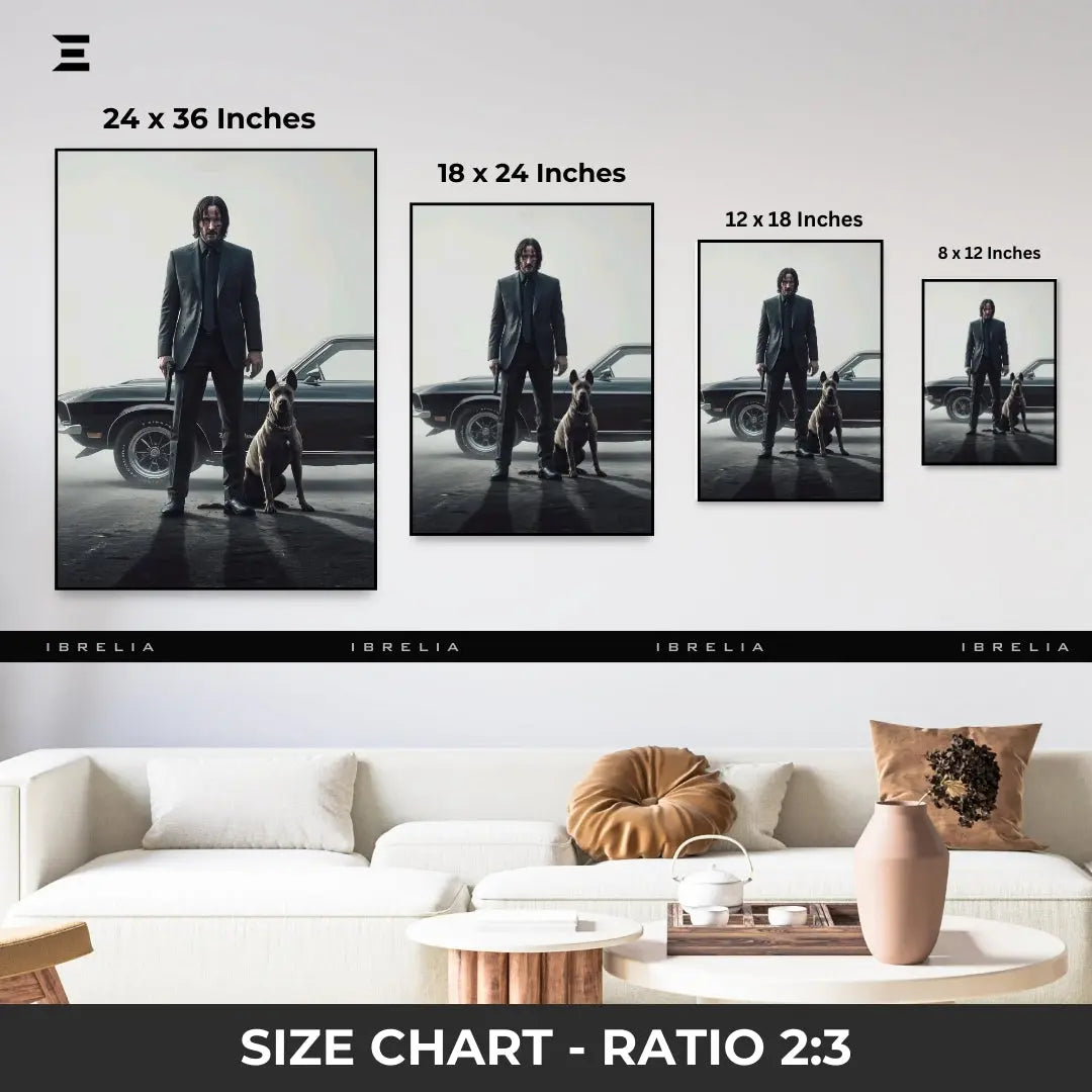 Premium Resin Coated Wall Art – John Wick with Dog & Car Collectible | IBRELIA Pakistan IBRELIA