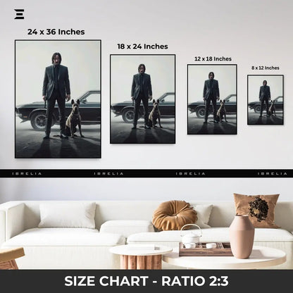 Premium Resin Coated Wall Art – John Wick with Dog & Car Collectible | IBRELIA Pakistan IBRELIA