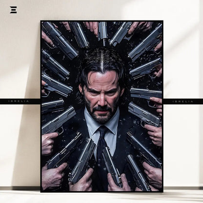 Premium Resin Coated Wall Art – John Wick Surrounded by Guns Collectible | IBRELIA Pakistan IBRELIA