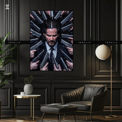 Premium Resin Coated Wall Art – John Wick Surrounded by Guns Collectible | IBRELIA Pakistan IBRELIA